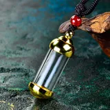 文创定 制钛钢嘎乌盒透明水晶瓶吊坠打开装朱砂挂件项链空心吊坠 - 图片5